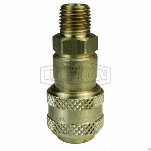 Dixon D Automatic Interchange Pneumatic Coupler, 1/2 x 3/8 in, Quick-Connect x MNPT, Brass 4DM3-B